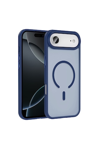 Apple Uyumlu iPhone 17 Air Kılıf M-safe Şarj Özellikli Mat Arka Yüzey Zore Sio Kapak Lacivert