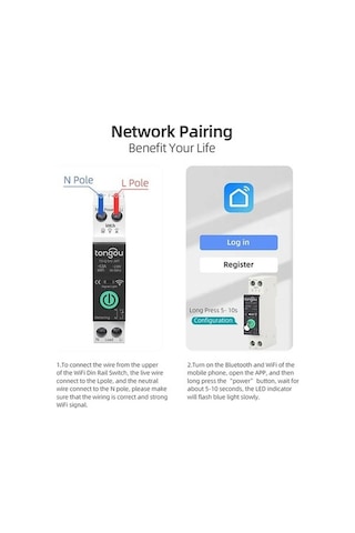 Trendooze Tuya Wifi Akıllı Şalter 1p 63a - 3 Zamanlama, Alexa Entegre, Güvenli Montaj