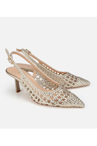Hotiç Kadın Gold Örgü Detaylı Arkası Açık Kısa Topuklu Stiletto 01ayh322880a540 01ayh322880a540