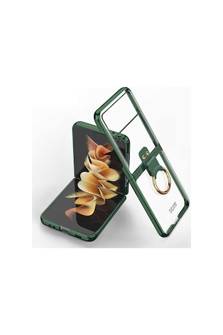 Samsung Galaxy Uyumlu Z Flip 3 Kilif Seffaf Yüzüklü Full Korumali Kapak 478655213