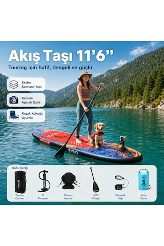 Npo Flow Stone 350x84x15cm Şişme Premium Sup Paddle Board 162kg Kürek Pompa Çanta Koltuklu Full Set