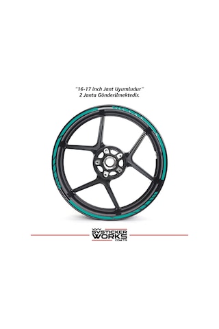 Motosiklet Jant Şeridi Jant Sticker Dekor Model Parçalı Desen Sticker Set Turkuaz