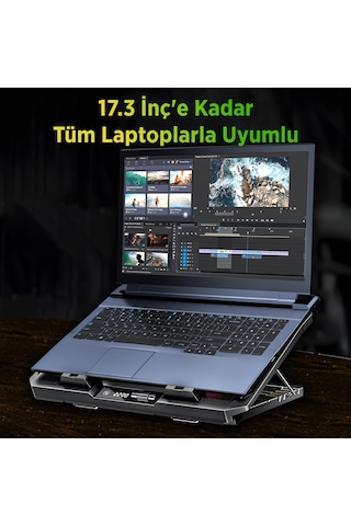 Juo Odin Rgb Işıklı Gaming 2200rpm Çift Fan Led Display Laptop Notebook Soğutucu Stand