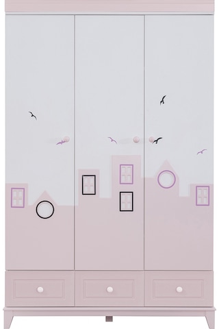 Gardırop, City Montessori Çocuk Odası, City 3 Kapaklı Dolap Pembe