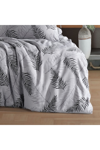 Çift Kişilik Nevresim Takımı 200x220cm 4 Yastık Kılıfı Lastikli Çarşaflı 180x200+25 Gri