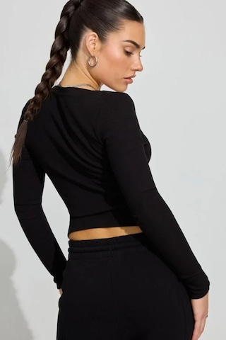 Seeh Siyah V Yaka Önü Düğmeli Kadın Body Sh219