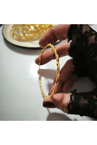 925 Ayar Gümüş İkili Adana Burma Gold Bilezik Sl9803 Gold