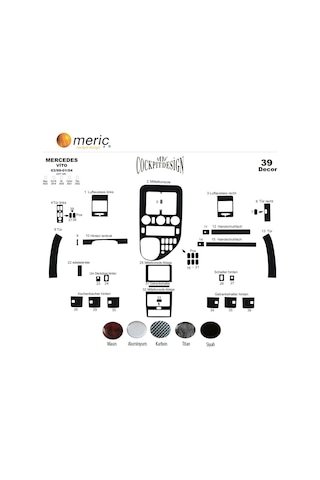 Meriç® Mercedes Vito Caravan Ön Torpido Kaplama 39 Prç 1999-2004 (530158296)