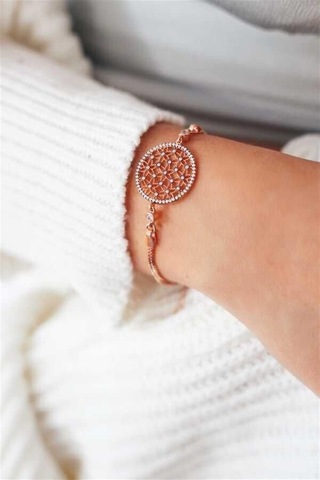 Yaşam Çiçeği Kadın 925 Ayar Gümüş Bileklik-1773