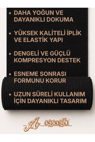 Premium Elastik Bandaj 20 Cm, Cırt Bantlı, Metal Kopçasız, 4,5 Metreye Kadar Uzar, Yoğun Dokuma, Güçlü Kompresyon Desteği Siyah
