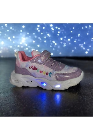 Adımist Çocuk Unisex Rahat Ortopedik Taban Işıklı Snakers Spor Ayakkabı Lento Işıklı Beyaz - Lila