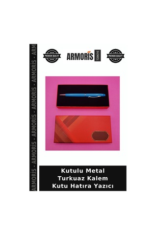 Kutulu Metal Turkuaz Kalem Kutu Hatıra Yazıcı Çok Renkli