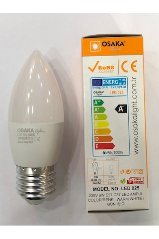 Osaka 6w 50w 540 Lümen E27 Led Buji 3000 Kelvin Günışığı