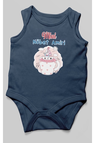 Mini Nöbet Amiri Baskılı Bebek Zıbını Çıtçıtlı Body %100 Pamuk Sıfır Kol Lacivert