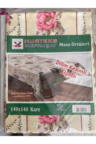 140x140 Cm Kare Masa Örtüsü Dilim Kesimli Elyaflı Masa Örtüsü Renkli