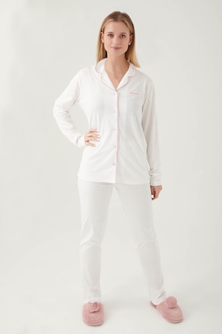 Pierre Cardin 7717 Gömlek Model Kadın Pijama Takım Krem