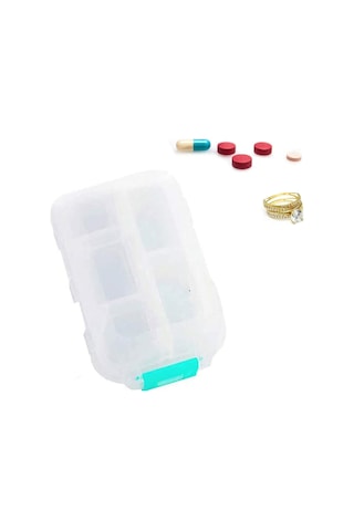 Suofeng Portatif 10 Bölmeli İlaç Kutusu - Reçeteli İlaçlar, Vitaminler İçin Taşınabilir Depolama Kutusu Beyaz Beyaz