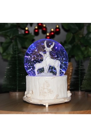 Yılbaşı Noel Geyik Kar Küresi Kar Motorlu, Işıklı Ve Müzikli Mega Boy