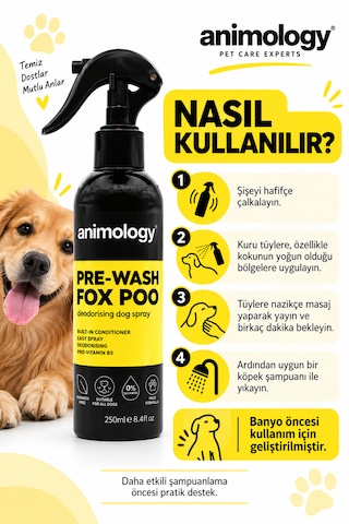 Animology Pre-wash Fox Poo Köpekler İçin Kir Ve Koku Arındırıcı Sprey 250 Ml