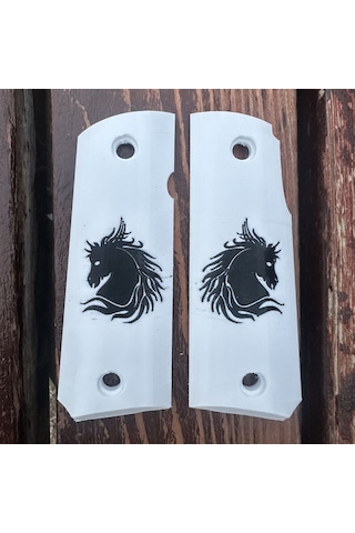 Rigor Universe Colt 1911 Uyumlu Tabanca Kabzası Petg 3d Baskı At Figürlü Beyaz