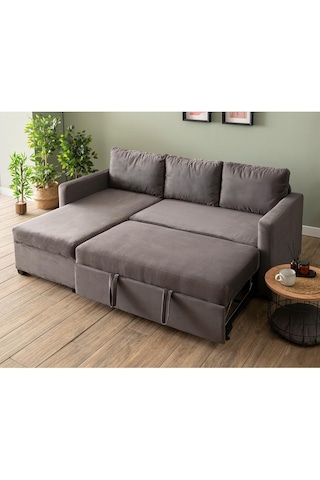 Pafu Kado Yataklı Köşe Koltuk Takımı - Soho Gri Gri