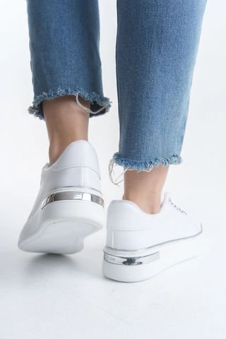 Mevese Elora Bağcıklı Konfor Taban Kadın Sneaker Beyaz/gümüş