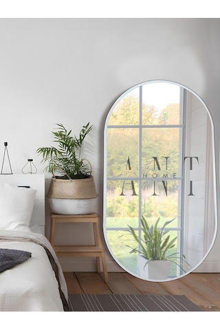 Model Alfa Dekoratif Ayna Duvar Aynası Konsol Aynası Mdf Elips Ayna 90 X 50 Beyaz