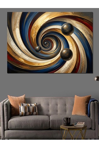 Altın Ve Siyah Spiral Girdap Dekoratif Kanvas - Mdf Ahşap Tablo