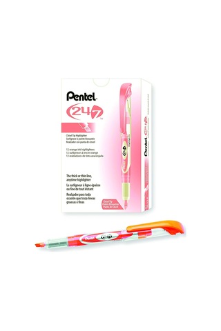 Pentel Highlighter Likit Mürekkepli, Şeffaf Gövdeli Fosforlu Kalem, Turuncu Genel