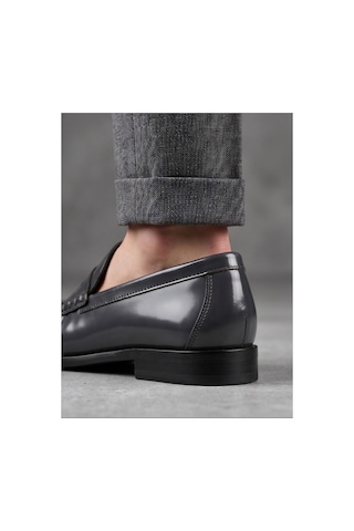 Crc Ayakkabı %100 Hakiki Deri Rugan Erkek Loafer - El İşçiliği Premium Klasik Ayakkabı - Burgundy Patent Gri