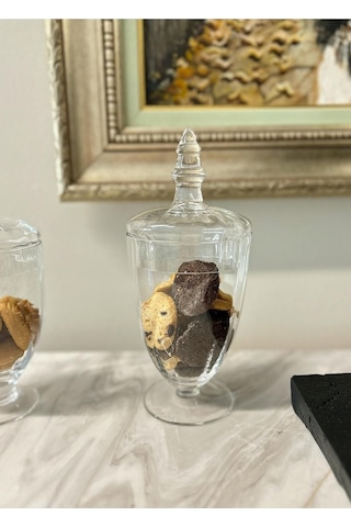 The Mia Ayaklı Cam Saklama Kabı 24 Cm Şeffaf
