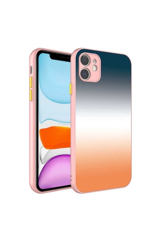 Apple Uyumlu iPhone 11 Kılıf Kamera Korumalı Renkli Temperli Zore X-cam Kapak NO12