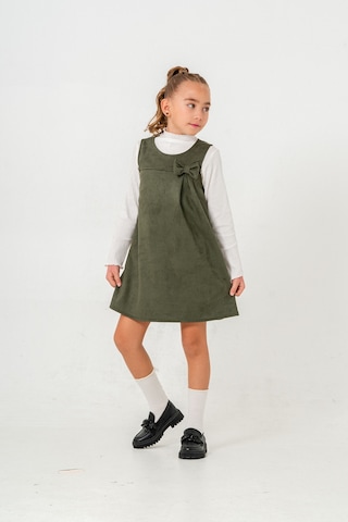 Smile Kids Fiyonklu Badili 2'li Kız Elbise Haki