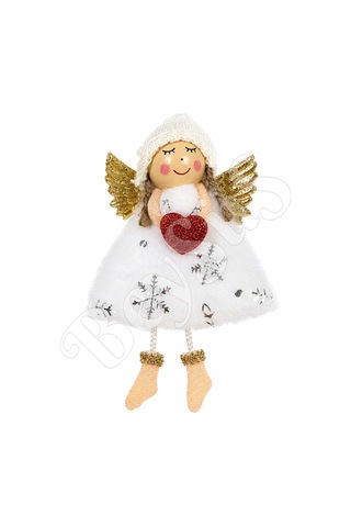Yılbaşı Kar Meleği Kırmızı Kalp Desenli 13 Cm