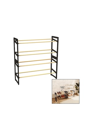4 Katlı Ahşap Ayakkabılık 8 Ayakkabılık 20x65x51cm Çok Amaçlı Raf