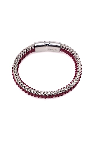 Örgü Modelli Deri Çelik Bordo Bileklik 086 Bordo
