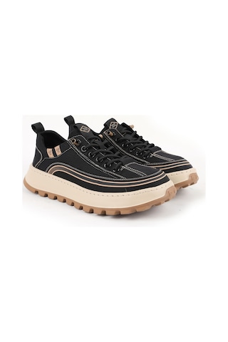 Guja Kadın Sneaker Kalın Taban Tırtıklı Tabanlı Fileli Rahat Yürüyüş Günlük Spor Ayakkabı L011.342 Siyah