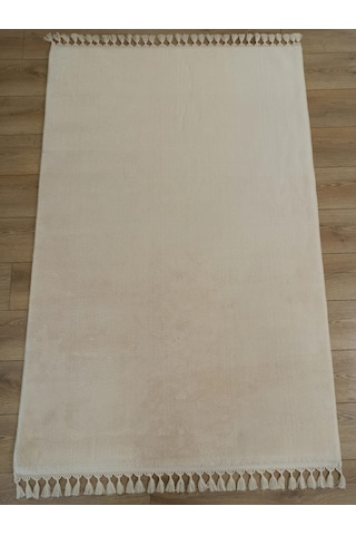 Çam Halı Softy 1826 Ekru Yumuşak Dokulu Saçaklı Dekoratif Halı