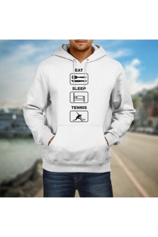 Pisa Art Unisex Beyaz Kapüşonlu Sweatshirt Hrmsw1007 Beyaz