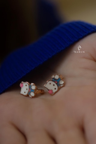 Bybarun Renkli Çocuk Küpesi Mineli 925 Ayar Gümüş