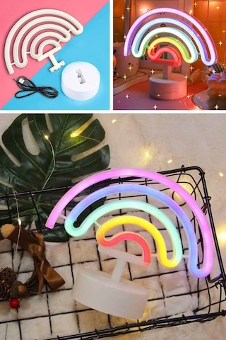 Plastik Gökkuşağı Neon Led Işık Dekoratif Renkli Masaüstü Ve Ambiyans Aydınlatması Diğer