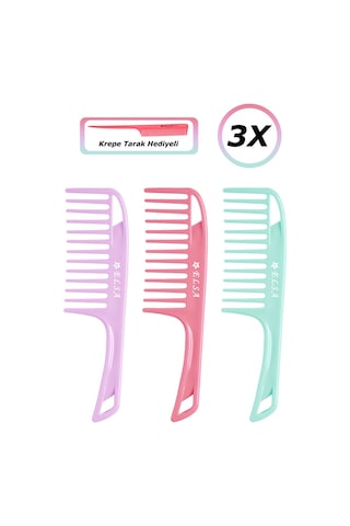 Professional 0345 Geniş Tarak 3x Krepe Tarak Hediyeli