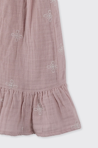 Panço Kız Çocuk Fırfır Detaylı Müslin Pembe Elbise