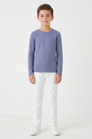 Kiagu Erkek Çocuk Uzun Kollu Basic Düz Tişört %100 Pamuk Bisiklet Yaka T-shirt 2-13 Yaş Lila