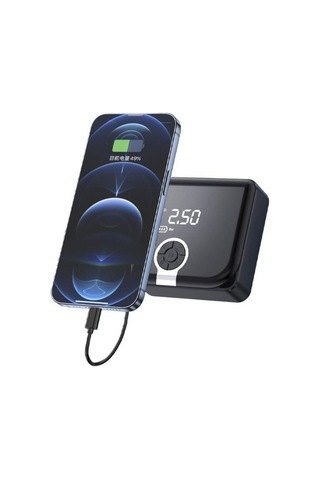 Zc-001 Taşınabilir Powerbankli Kendinden Şarjlı Siyah Dijital Ekranlı Hava Kompresörü