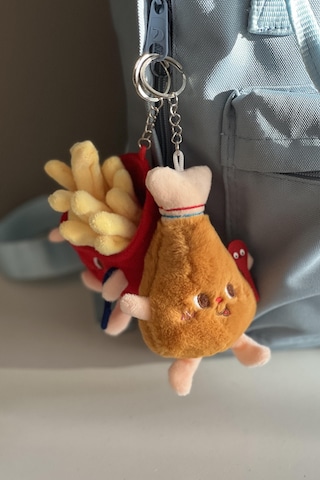 2'li Set Patates Kızartması Ve Tavuk But Şeklinde Eğlenceli Peluş Anahtarlık /2 Adet Çanta Süsü Set