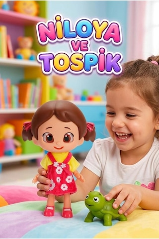 Niloya ve Tospik! Lisanslı %100 Et Bebek 2 Figürlü 30cm Kıyafetli Orjinal Bebekli Oyuncak Seti