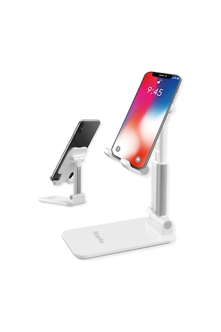 5440 Masaüstü Telefon - Tablet Standı / Katlanabilir / Sabitlenebilir / Kaydırmaz / Ayarlanabilir Beyaz