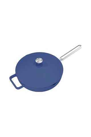 Nutricook Nutri Cook Tek Tava Seramik Kızartma Tavası Çelik Saplı Buharlı Sepet Ve Silikon Spatula Seramik Tava Mavi