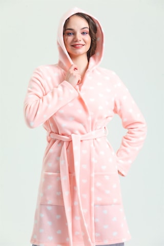 Magic Form 35252 Kadın Kapişonlu Polar Sabahlık-pembe Pembe
